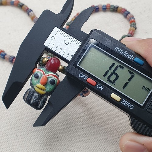 African Style MultiColor Glass Beads with Old Face Glass Pendant Necklace - Picture 11 of 20