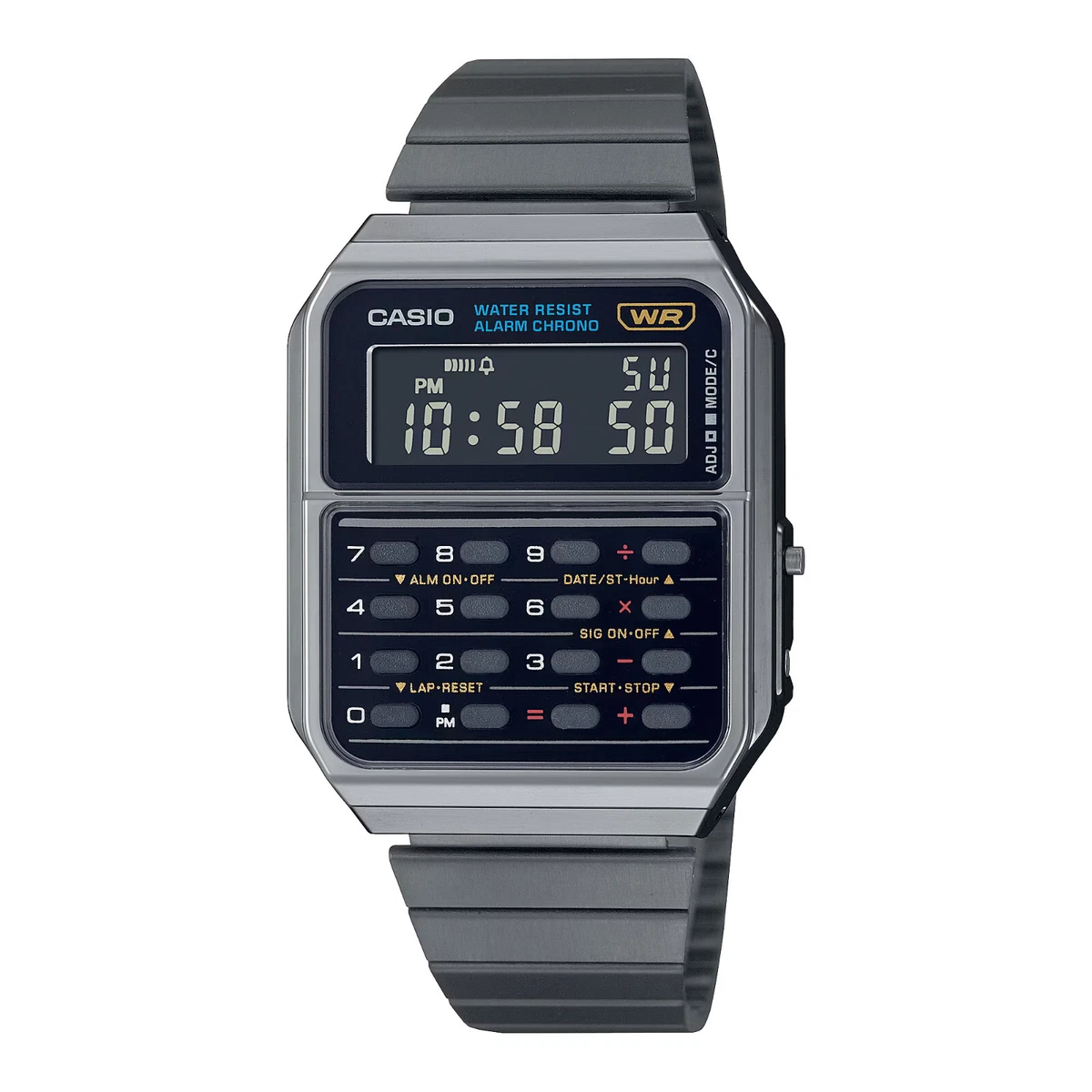 Casio calculator watch silver sale