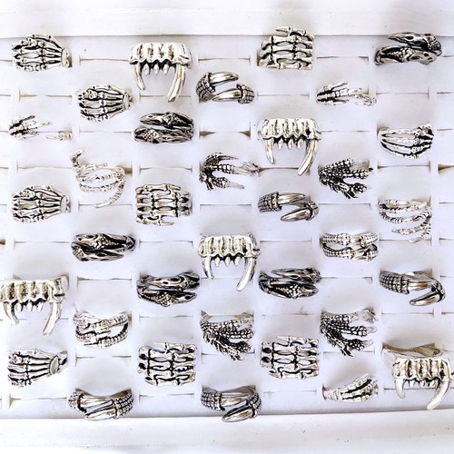 20pcs TOP 10 diseños Claw Mix Metal Ring Punk Hip Hop Gothic Ring Animal Jewelry - Imagen 7 de 12