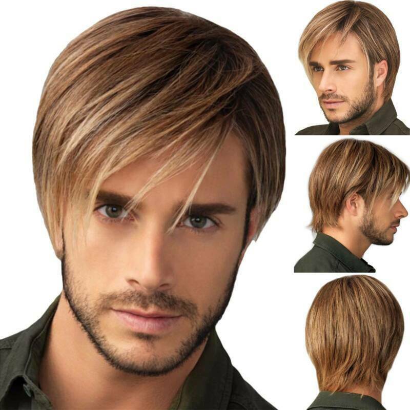 Men Ombré Blonde Brown Layered Hair Wig Toupee Male Synthetic Short Straight Wig | eBay Men Ombré Blonde Brown Layered Hair Wig Toupee Male Synthetic Short Straight Wig | eBay