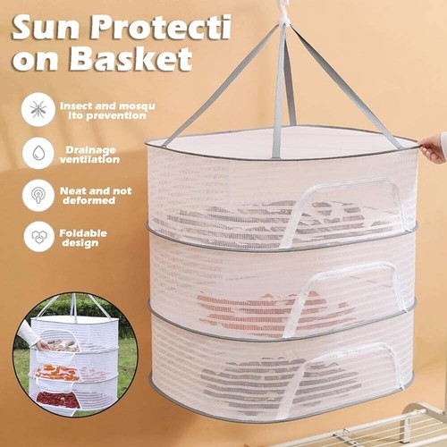 Foldable Drying Net Herb Dryer Mesh Vegetable Food Fish Hanging Drying Rack - Picture 5 of 20