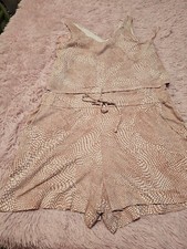 HALSTON Heritage womens Sleeveless V-neck Romper With DRAWSTRING  SZ LARGE