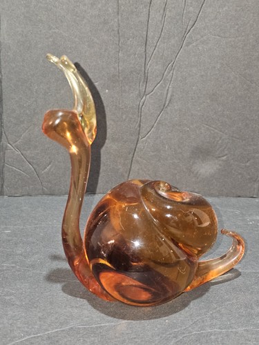 Vintage Murano Blown Glass Heavyweight Snail, Amber Brown, MCM Midcentury Decor - Picture 4 of 10