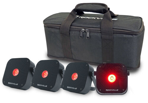 Rockville 4 PACK MINI RF1 V3 Black Rechargable RF DJ Wash Lights+Bag+Controller - Picture 2 of 12