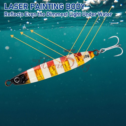 3 Stück Angeln Metall Jigs Salzwasserköder Köder Glow Vertikal Jigs Jigging Striper - Bild 10 von 14