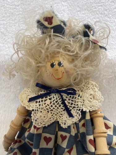 Vintage Hand Crafted Thread Wooden Spool Doll - Picture 9 of 9