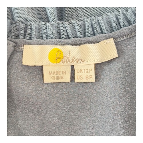 Boden abito donna tulle blu chiaro manica svasata midi tessuto rete donna US 8P - Foto 6 di 13