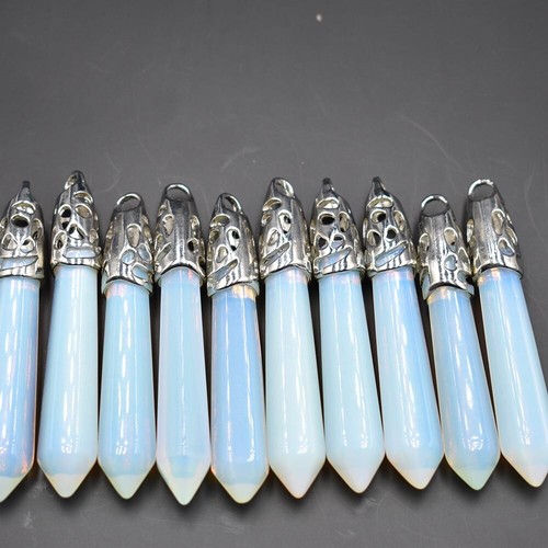 20pcs Opal Stone Gemstones Long Hexagonal Pointed Reiki Chakra Pendant - Picture 3 of 3