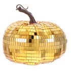  Künstlicher Kürbis mit Discokugel: Halloween-Kürbisstatue mit Glitzer –