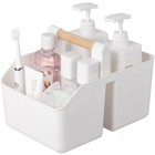 rejomiik Portable Shower Caddy Basket with Bamboo Handle, Plastic Cleaning Ca...
