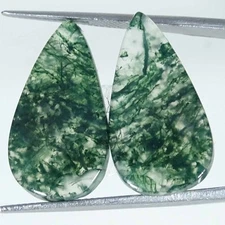 21.00Cts Natural Green Moss Agate Pair Cushion Loose Gemstone