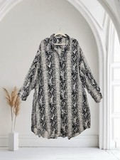 Ashley Stewart Womens Snakeskin Print Midi Shirt Dress Size 26/28 Button Front