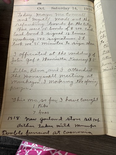 ANTIQUE DATE BOOK Handwritten Journal Diary 1916 - 1927 Reverend William Mann MI - Picture 10 of 18