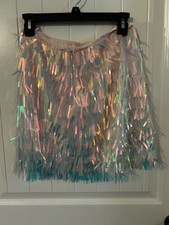 Iridescent Sequin Fringe Mini Skirt