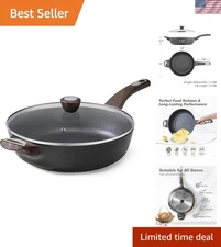 Nonstick Frying Pan Skillet with Lid 12 Inch 5 Qt Induction Saute Pan