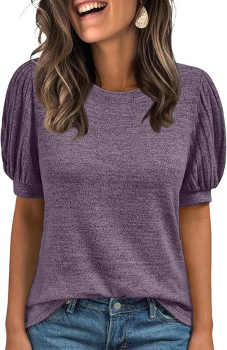 Women's 2025 Summer Dressy Casual Short Sleeve Blouses Cute Trendy Business Tops - Picture 7 of 52