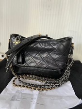 CHANEL Gabrielle Aged Calfskin Quilted Hobo Black Bag AUTH EUC DDP