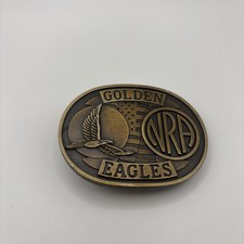Vintage NRA National Rifle Association Belt Buckle Golden Eagles Brass 2-7/8  