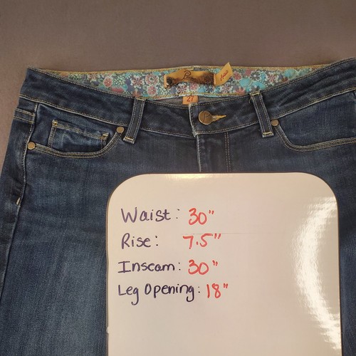 PAIGE PREMIUM DENIM Montetico Jeans Womens 27 Boot Cut Blue Low Rise Fits 30x30 - Imagen 9 de 10