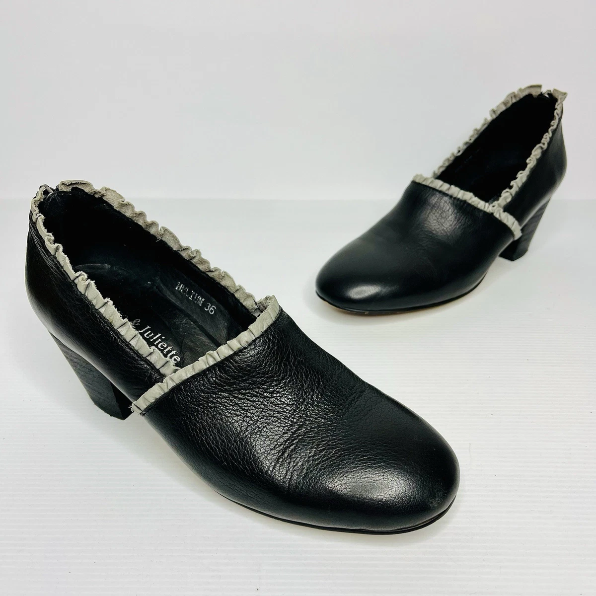 Loren Vtg Blk Leather Sz 6.5M Chunky Block Heel Women Loafer Y2K Retro Work[6B Vintage Alligator Shoes - Etsy main image 4