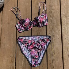 Vintage Satin Floral Bra And Panties Set By Jaclyn Smith