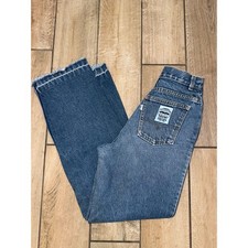 Vintage Levi Strauss High Waisted Blue Jeans Cropped Distressed Hem Denim Pants