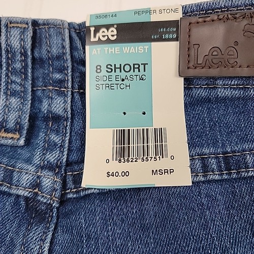 Lee Blue Jeans Womens 8 Short Relaxed Fit Side-Elastic Tapered Leg Stretch - Picture 5 of 15