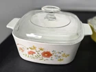 Vintage Corning Ware Wildflower 2L Casserole & Pyrex Yellow 1.5 Qt Loaf Pan Set