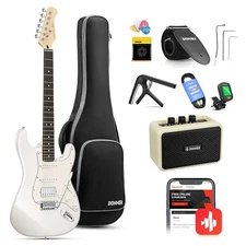 🎸 Donner DST-152 Electric Guitar With Amplifier Coil Split HSS Pickup | White