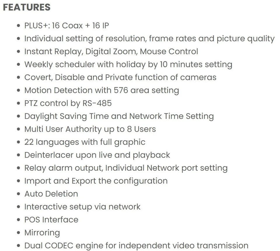 Eyemax Magic U QN 系列 Plus 16CH 4K DVR 系统 HD-SDI、EX SDI、HD-TVI、960H — 第 4/4 张图片