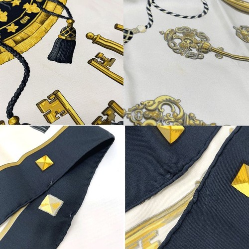 Hermes Carre 90 Les Cles Silk Scarf Light Pattern Used - Picture 2 of 4