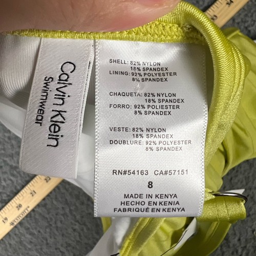 NWT Calvin Klein Pleated 4 Way Stretch 50+ UPF Protect 1-Piece Sz 8 Yellow/Green - Picture 8 of 8