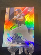Owen Miller 2019 Bowman Platinum Baseball AUTO RC Rookie Card # TOP-55 Brewers. rookie card picture