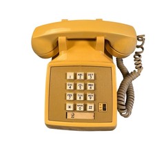 AT T CS2500DMGB Yellow Touch Tone Desk Phone Vintage 1980s Made in USA