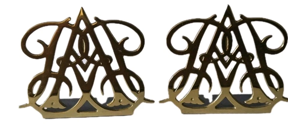 2 Colonial Williamsburg Brass Bookends 1977 Queen Anne Virginia Metalcrafters - Image 2 of 4