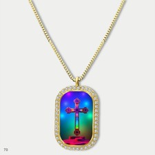Stunning Colorful Jesus Christ Crucifix Cross Fashion Pendant Necklace Chain Pho