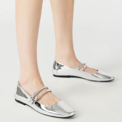 Aqua Silver Mary Buckled Jane Shoes(Size 6M) - Picture 1 of 7