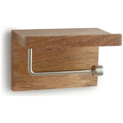 Habitat Mango Wood Toilet Roll Holder Shelf Natural - Picture 2 of 8