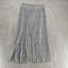 Barefoot Dreams Ultra Lite Rib Pants Womens Medium Wide Leg Gray CozyChic Lounge