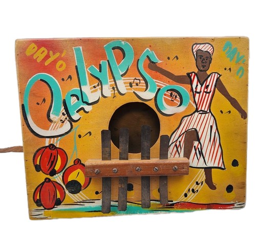 Pianoforte Pollice Vintage Calypso Kalimba Strumento Legno Dipinto A Mano Caraibi - Foto 1 di 12