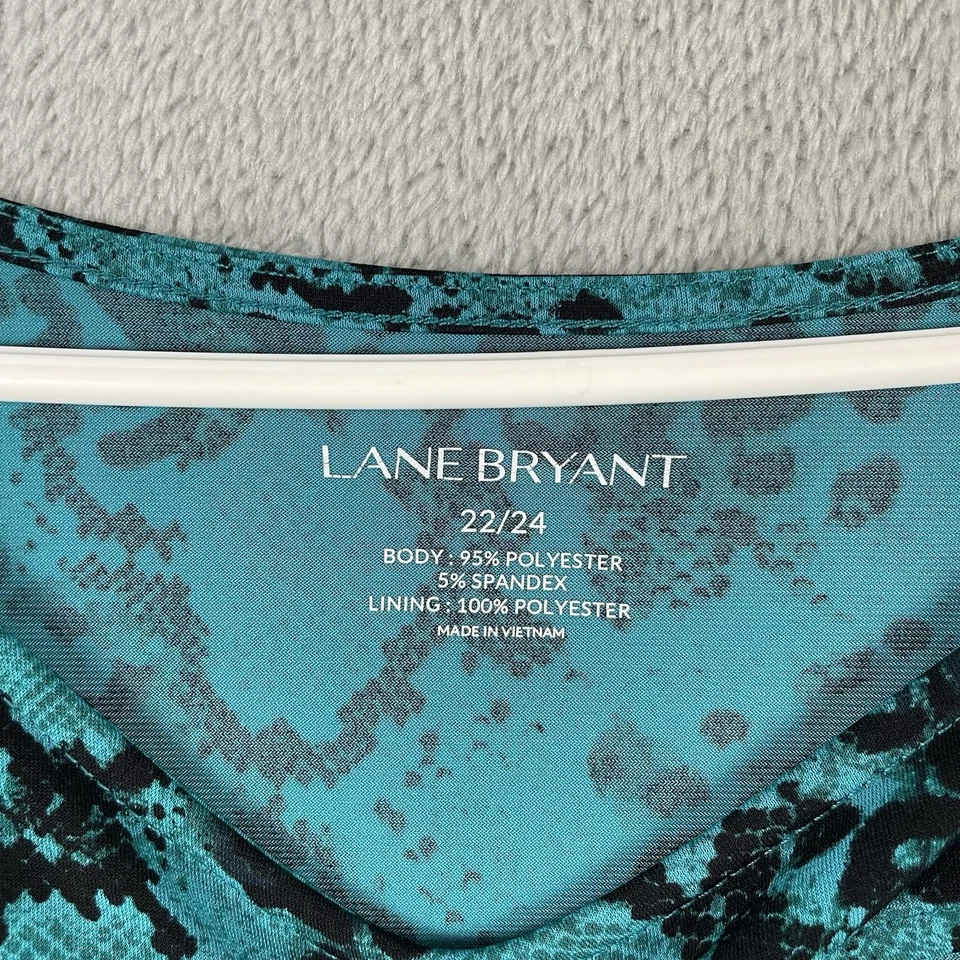 Top túnica Lane Bryant mujer talla 22/24 verde floral manga larga tejido líquido Foto 3 de 4