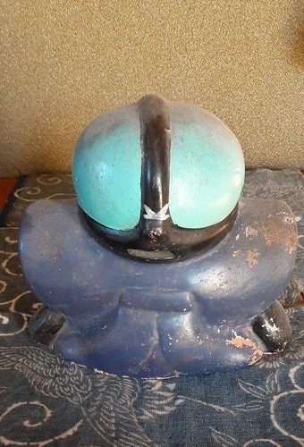 FUKUSUKE Antique Figurine Japanese MEIJI Era LUCKY GOD Pottery Statue 7.4 inch - Picture 16 of 24
