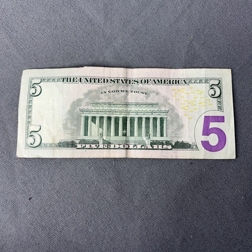 5 Dollar Bill, Birthday Note, Fancy Serial Number, 5/12/2003 Anniversary - Picture 3 of 3