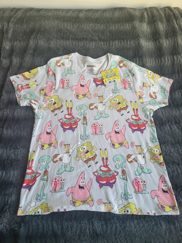 Nickelodeon SpongeBob SquarePants All Over Print T-Shirt Mens XL Graphic - Picture 1 of 4
