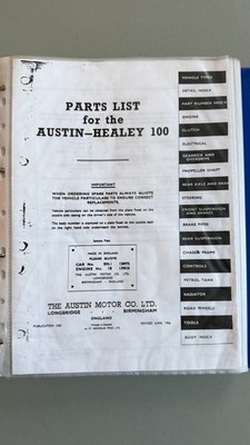 Austin-Healey 100 BN1 Ersatzteilliste Parts List 1050 Juni 1956 Nachdruck
