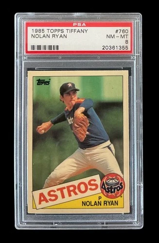 1985 topps #760 nolan ryan; glossy SP tiffany edition PSA 8