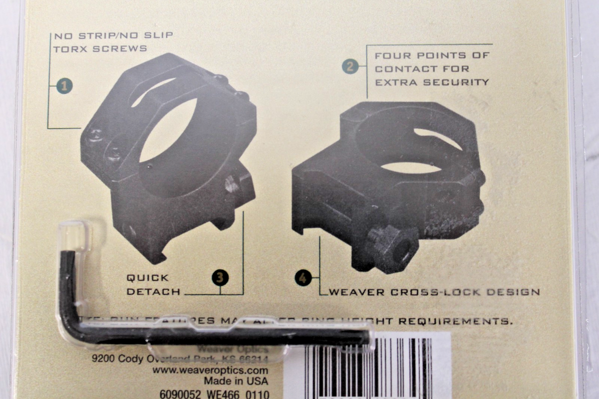 Weaver Mounts 48364 Four Hole Skeleton Ring Set 30mm Dia Low