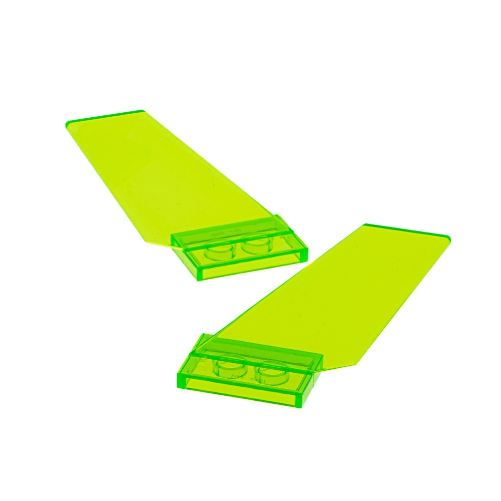 2x Lego Tailplane Wing Transparent Light Green Tail Fin 6096717 18989 6239