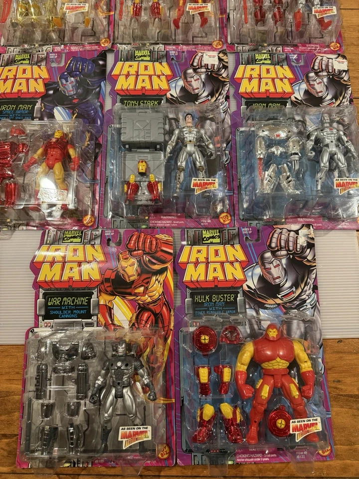 Ley Iron Man. Figuras. - Toy Biz mediados de los 90 Lote de 7 con armaduras diferentes + 1 máquina de guerra Foto 2 de 4