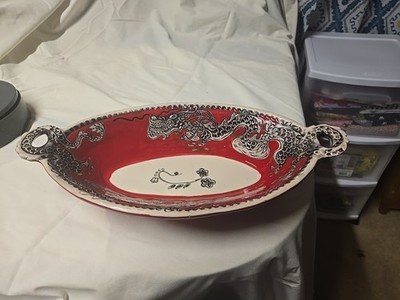  Blue Sky Heather Goldminc Red Dragon Collector Platter Art Decor 